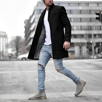 Majestic | Moderner Herren-Mantel in Wolloptik mit Stehkragen