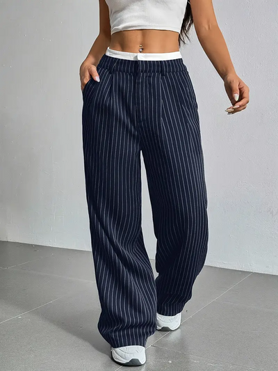 Gestreifte Damen Stoffhose