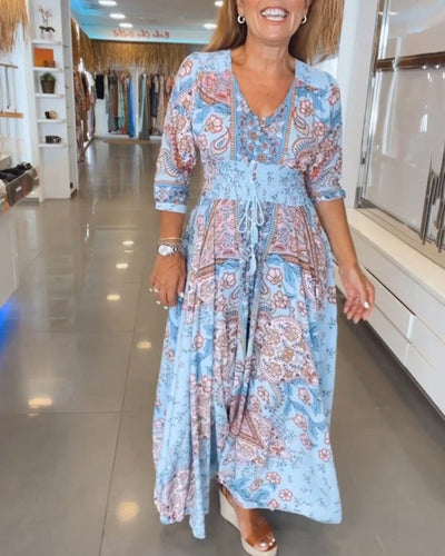 Harper™ - Comfortable V-neck Holiday Dress