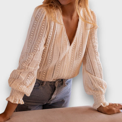 Ravelle – Strickbluse mit V-Ausschnitt