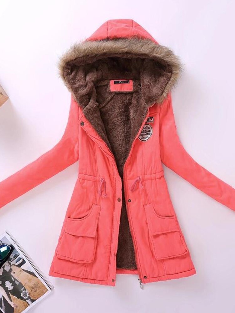 50 % Rabatt | Darlene™ - Damen-Fleecejacke mit Kunstfellkapuze und Kordelz
