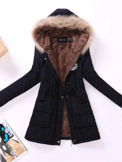 50 % Rabatt | Darlene™ - Damen-Fleecejacke mit Kunstfellkapuze und Kordelz