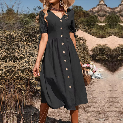 Sophie™ - Elegantes langes Kleid mit V-Ausschnitt und hoher Taille