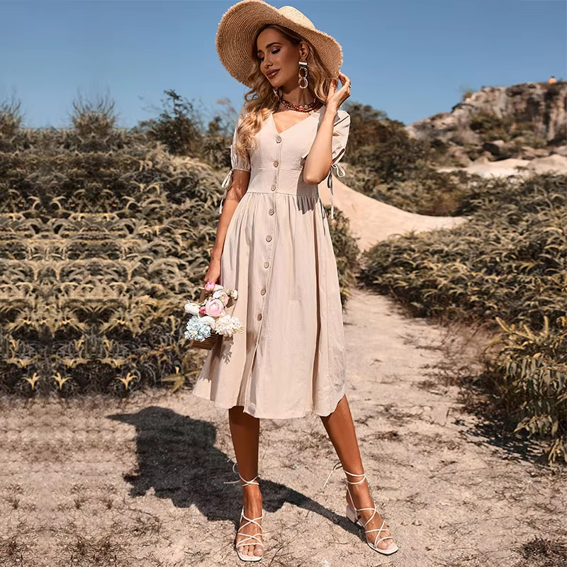 Sophie™ - Elegantes langes Kleid mit V-Ausschnitt und hoher Taille