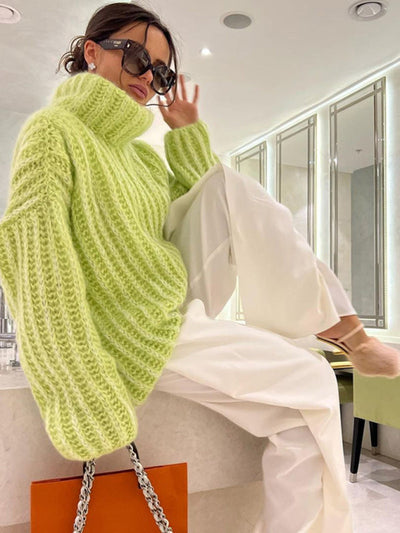 Majestic | Damen-Strickpullover mit Oversize-Rollkragen und Ballonärmeln
