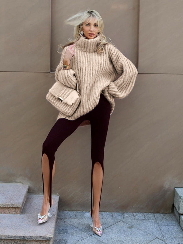 Majestic | Damen-Strickpullover mit Oversize-Rollkragen und Ballonärmeln