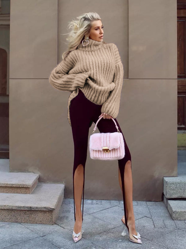 Majestic | Damen-Strickpullover mit Oversize-Rollkragen und Ballonärmeln
