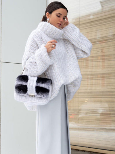 Majestic | Damen-Strickpullover mit Oversize-Rollkragen und Ballonärmeln