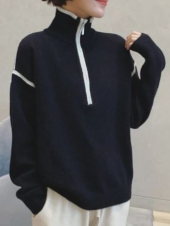 Sienna™ | Damenpullover mit halbem Reißverschluss und Stehkragen
