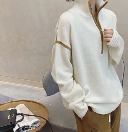 Sienna™ | Damenpullover mit halbem Reißverschluss und Stehkragen